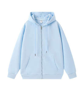 Sweat-shirt tricoté décontracté uni zippé en molleton bouclette 100 % coton anti-boulochage pour l'automne - Product Image 2