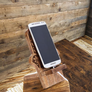 Support de téléphone en bois pour bureau, support de téléphone portable en bois, support de téléphone portable portable pour bureau, support pour iPad en bois, organisateur de bureau - Product Image 2