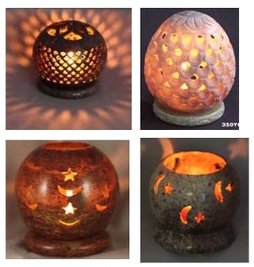 Unique And Antique Natural Soapstone Round Shape <b>Elephant</b> And Flower Hand Carving Design Tea Light Candle Holder For Decoration - Product Image 3