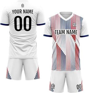 Tenues de football personnalisées, maillots d'équipe de football, vente en gros, prix réduit, respirant, séchage rapide, 100% polyester, évacuation de l'humidité - Product Image 1