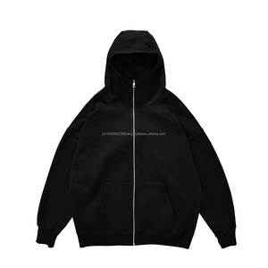 Unisex cotton <b>Mens</b> Hoodie Women Zip Up Hoodie Streetwear Stylish <b>black</b> hoodie with double zipper head - Product Image 1