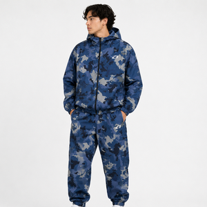High Quality Wholesale Customized Blue <b>Camo</b> <b>Windbreaker</b> Tracksuit Men Lightweight Hooded Jogger Set Urban Streetwear OEM Jackets - Product Image 1