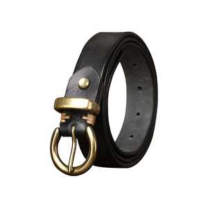 เข็มขัดหนังพิมพ์โลโก้แบบกำหนดเอง ผิวเรียบเนียน พร้อมตกแต่งโลหะ สไตล์เรโทร พร้อมหัวเข็มขัดวินเทจ - Product Image 1