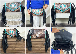 กระเป๋าคลัทช์หนังแท้ลายสลักมือสุดหรู ดีไซน์เนอร์แบรนด์ดัง ปี 2026 ขายดีที่สุด หนังวัวแท้คุณภาพพรีเมียม กระเป๋าสะพายข้างแบบมีพู่ห้อยขนาดเล็กสำหรับผู้หญิง - Product Image 3