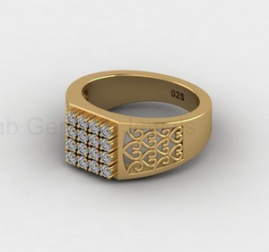 Anillo de Plata 925 con Diseño de Cóctel Cristiano, Filigrana Floral y Acentos de Circonitas Cuadradas de 10mm, Joyería Fina para Hombre - Product Image 5