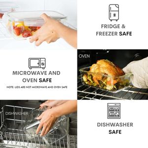 Juego de 4 Recipientes Grandes de Vidrio para Almacenamiento de Alimentos de 8 Tazas/63 oz con Tapas Herméticas, 2 Recipientes y 2 Tapas para Hornear y Guardar - Product Image 5