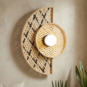 Lámpara de pared hecha a mano, apliques de bambú, estilo moderno, iluminación ambiental para patios y jardines exteriores - Product Image 6