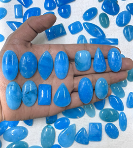 Cabochons en quartz héminorphite bleu Radha Arts, vente en gros pour la fabrication de pendentifs et de colliers, formes ovales 20-35mm - Product Image 4