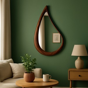 Oval Wall Mirror With Ornate Wood Frame Traditional Decorative Design For Bedroom Or Living Room - Product Image 3