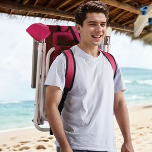Set di 2 Sedie da Spiaggia Pieghevoli per Adulti, Design Portatile con 4 Posizioni, Poggiatesta, Portabicchieri, Telaio in Legno Oxford - Product Image 3