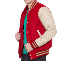 Blouson universitaire homme coupe ample personnalisé style Letterman, type baseball, chaud pour l'hiver, en polyester/coton, col montant, coupe-vent