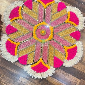 Plancher en bois MDF fait à la main indien Rangoli Diwali pièce maîtresse décor d'événement de mariage décor de fête Rangoli pour la maison - Product Image 2