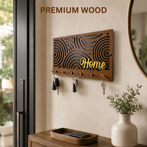 Modern Wooden Home <b>Key</b> Holder with 6 Hooks | Premium Laser Cut Wall Mounted <b>Key</b> <b>Organizer</b> Rack for Entryway Hallway, Home Decor - Product Image 4