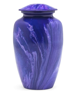 Enamel Coated Aluminium Cremation Urn Blue Marble Ashes <b>Keepsake</b> <b>Memorial</b> Casket for Adult Remembrance - Product Image 1
