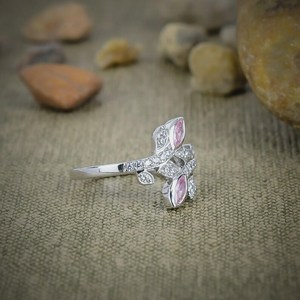 Bague en argent sterling 925 avec kunzite et zircone blanche, élégante et scintillante, bijou artisanal en pierres précieuses, cadeau pour femme - Product Image 5