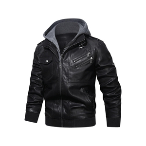 Men's <b>Leather</b> <b>Jacket</b> Canvas Casual Stand Collar Winter <b>Long</b> Sleeve High Quality Solid Color Eco-Friendly Waterproof Front Logo - Product Image 5