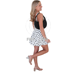 Sorority Polka Dot Mini <b>Dress</b> Women Summer Casual A-Line Puff Sleeve V-Neck Wrap Tie Front Loose Fit Breathable Woven <b>Dress</b> - Product Image 6