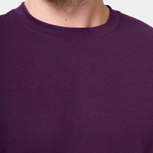 T-shirt en coton violet pour homme, manches courtes, col rond, coupe décontractée, longueur normale, imprimé avec un motif de lettres - Product Image 6