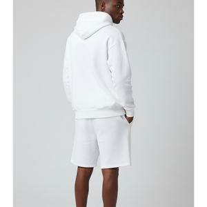 Ensemble short et sweat à capuche couleur unie pour l'été, prix de gros abordable, avec logo brodé personnalisé, ensemble court tendance - Product Image 4