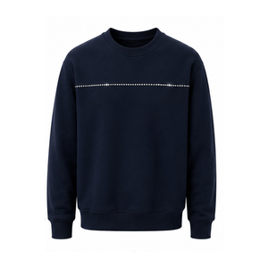Sweat-shirts d'hiver tricotés pour hommes avec strass, couleur unie, en tissu coton/polyester respirant et doux, respectueux de l'environnement, style streetwear décontracté - Product Image 3