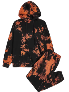 Custom High Quality Winter Streetwear Men's <b>Tie</b> <b>Dye</b> Hooded 2-Piece Breathable 100% Cotton Tracksuit <b>Set</b> with Printed Design - Product Image 5