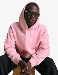 Sudadera con capucha de forro polar rosa extragrande para hombre, corte regular, informal, para otoño e invierno, estilo urbano - Product Image 5