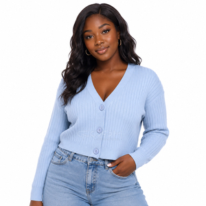 Cosh International Sorority Sisterhood Acrylic Light Blue Seamless Breathable Stylish Winter Warm <b>Cardigan</b> <b>Sweater</b> Ladies Wear - Product Image 1