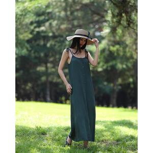 Vestido Largo Maxi de Lino y Algodón para Mujer, Sin Mangas, Corte Holgado, Informal, Cómodo, para Playa o Verano - Product Image 1