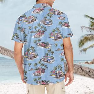 Camisas Hawaianas Aloha de Alta Calidad con Estampado Personalizado para Hombre, Camisas Casuales de Satén Tejido con Botones - Product Image 4
