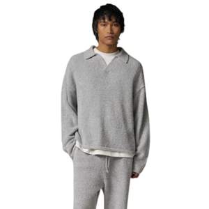 Polo de Manga Larga de Punto Bouclé Gris Jaspeado, Cómodo y Elegante, Ideal para un Estilo Casual y Relajado - Product Image 6