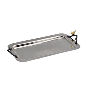 Plateau de service en acier inoxydable martelé avec poignées sculptées en forme d'oiseau, accessoire de décoration de table, plateau de service alimentaire - Product Image 5