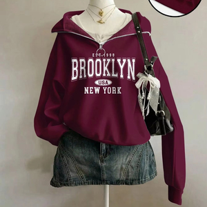 Sweat-shirt pour femme en tissu doux et confortable, style streetwear, broderie personnalisée, coupe ample, sweat-shirt personnalisé - Product Image 1