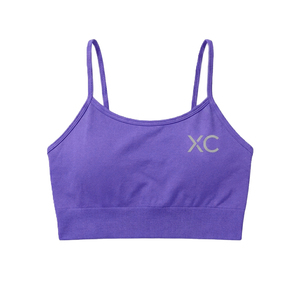 Ensemble soutien-gorge de sport et leggings pour femme, violet uni, tricoté, en Spandex et Polyester, extensible, respirant, séchage rapide, taille haute, longueur intégrale - Product Image 1