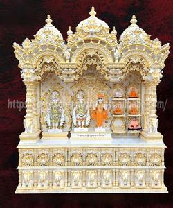 Beautiful Peacock Design Teak Wood Home <b>Mandir</b> DST Luxury Finish Golden Modern Traditional Customised Puja Unit Wholesale UK - Product Image 4