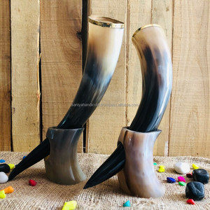 Polished Viking <b>Drinking</b> Horn with Animal <b>Stand</b> Natural Crafts for Epic <b>Drinking</b> Scenes - Product Image 6