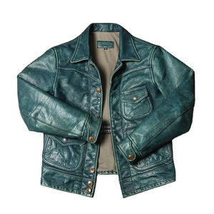 แจ็กเก็ตหนังสำหรับผู้ชายแจ็คเก็ตหนังแท้สไตล์เรโทรใหม่แจ็คเก็ตหนังวัวชั้นบน - Product Image 1