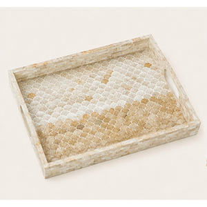 Plateau de service rectangulaire artisanal en mosaïque de nacre avec incrustation d'écaillage de poisson, plateau décoratif ottoman de luxe, vente en gros, meilleur prix - Product Image 1