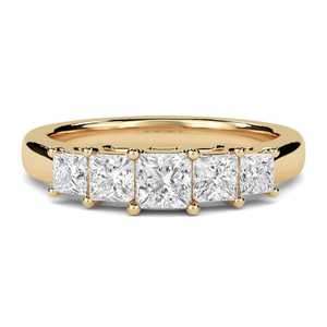 Bague à cinq pierres en moissanite taille princesse East West, en argent sterling 925, cadeau idéal pour anniversaires, fêtes et amis - Product Image 4
