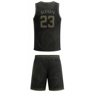 Conjunto de Uniforme de Baloncesto Personalizado con Estampado Geométrico Negro, Cuello en V, Sin Mangas, Absorbente de Humedad, para Hombre Adulto - Product Image 2