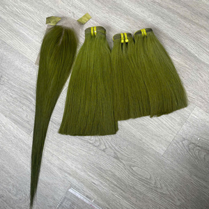 ผมเวียดนามแท้ เกรดพรีเมียม คุณภาพเยี่ยม เรียบตรง สีเขียว นุ่มลื่น เกลียวคู่แบบเครื่องจักร - Product Image 5