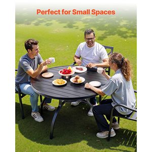 Tavolo da pranzo da esterno per patio, 47 pollici, in metallo e acciaio, a doghe, forma quadrata, con foro per ombrellone da 1,5 pollici, resistente alle intemperie, per giardino e centro commerciale - Product Image 2