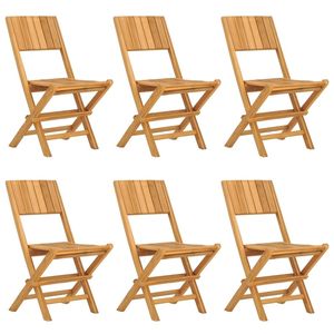 Ensemble de 6 chaises de jardin pliantes en teck massif naturel, taille moyenne - Product Image 2