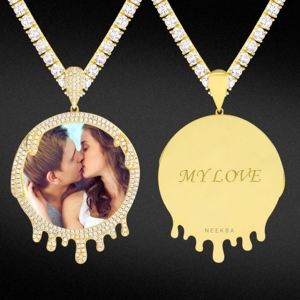 Pendentif photo rond personnalisé en argent 925 avec moissanite VVS, style Hip Hop, idée cadeau unique - Product Image 3