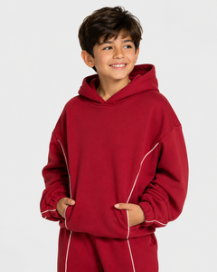 Sweat-shirt à capuche décontracté surdimensionné pour garçon, personnalisé, avec motif cerise contrastant, en polaire premium - Product Image 3