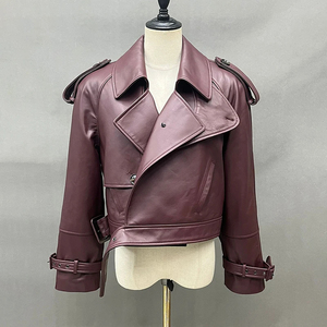 Chaqueta de cuero Chaquetas de piel de oveja genuina para mujer Abrigo corto Estilo de diseñador corto - Product Image 2