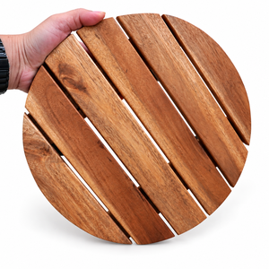 Carrito de plantas de madera para exteriores con ruedas, maceta redonda con ruedas de madera, soporte para mover dimensiones de 30x30cm - Product Image 1
