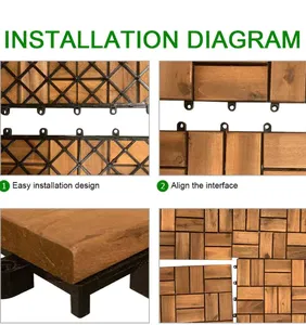 Azulejos de cubierta entrelazados de madera de acacia de 12mm para exteriores modernos Técnica suave con 18 listones Fácil instalación Oferta natural - Product Image 4