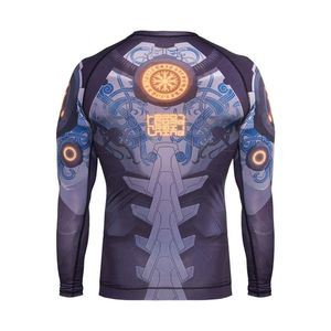 INDEX Men's <b>Long</b> <b>Sleeve</b> <b>Compression</b> <b>Shirt</b> 3D Printed Robot Design Quick Dry Slim Fit O-Neck Sporty Style - Product Image 2