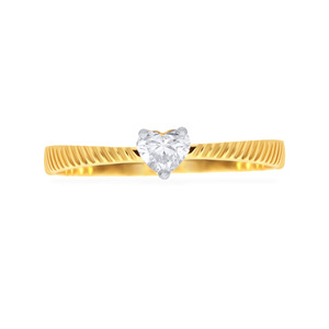 Anillo de Compromiso de Lujo con Diamante Solitario en Forma de Corazón de Oro Amarillo de 18K para Mujer, Banda Texturizada, Joyería Fina, Proveedor Mayorista - Product Image 3