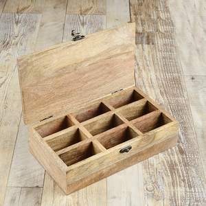 Boîte à bijoux pliable en bois d'acacia gravé, avec taille et couleur personnalisables, design empilable pour le rangement dans le salon - Product Image 6